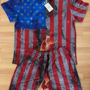 NWT Duval North America Patriotic Golf Set - Distressed USA Flag - Mens 3XL